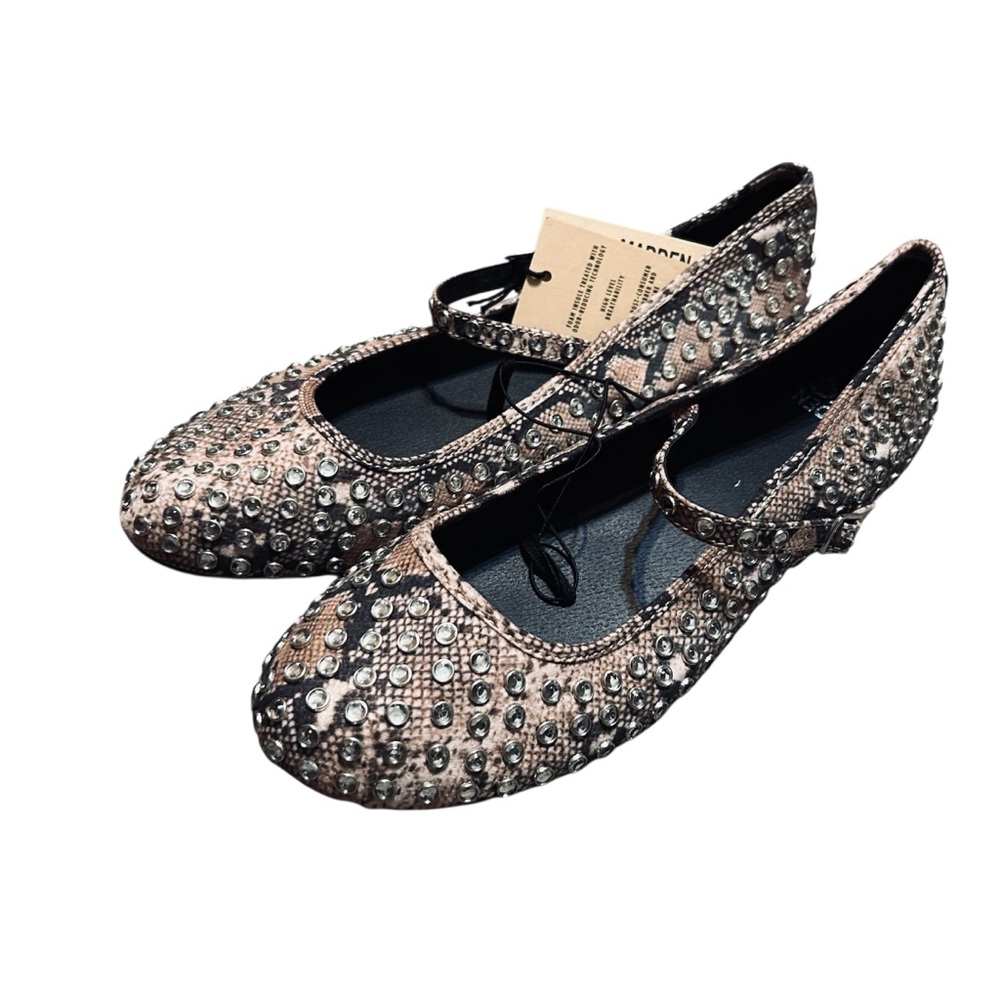 NWT Madden NYC Rhinestone Studded Flats – Snakeskin Print – Women’s Size 9